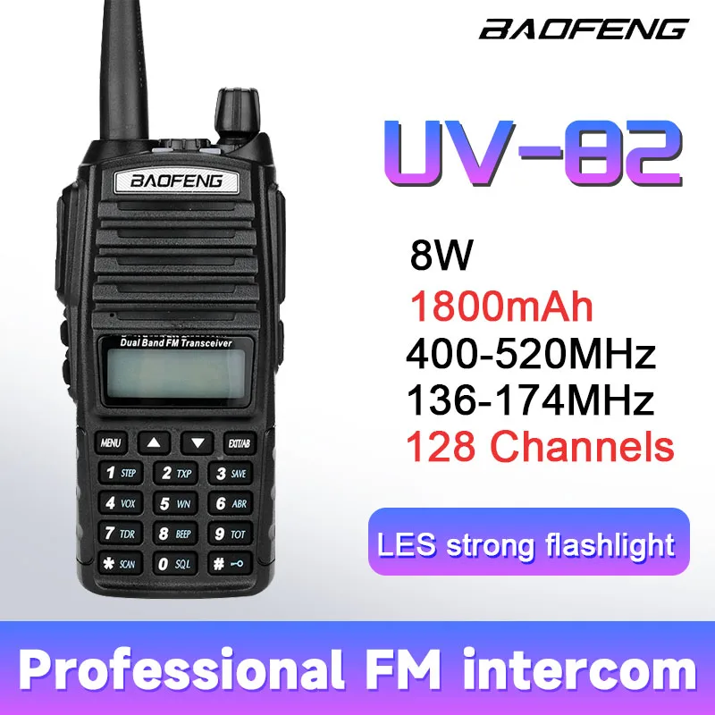 

Портативная рация Baofeng UV 82 в стиле милитари, дальность действия 10 км, 8 Вт, режимы высокой мощности, двойной PTT, UV-82 UHF VHF Ham радиостанции 10 км