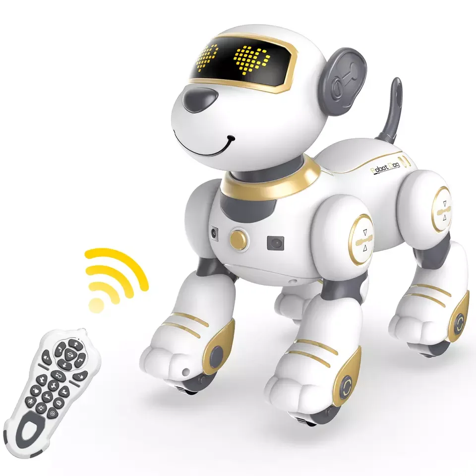 

Remote Control Robot Toy Dog Programmable Interactive & Smart Dancing RC Stunt Toys with Sound LED Eyes Electronic Pets dogs