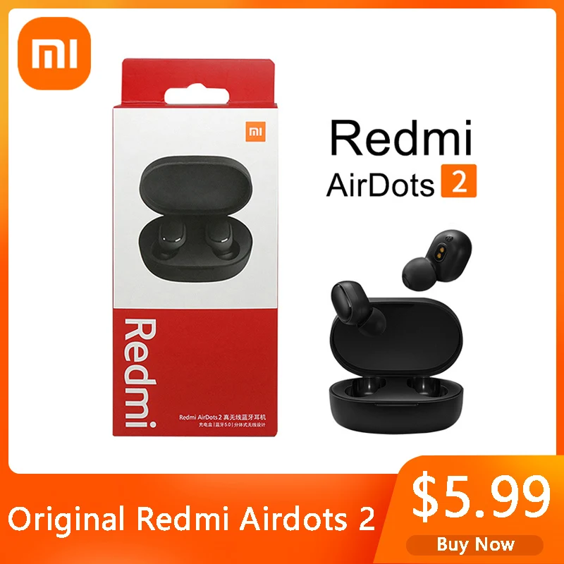 

Original Xiaomi Redmi Airdots 2 TWS Wireless Bluetooth 5.0 Earphone With Mic True Wireless Basic Redmi 2 Earphone Auto Link New