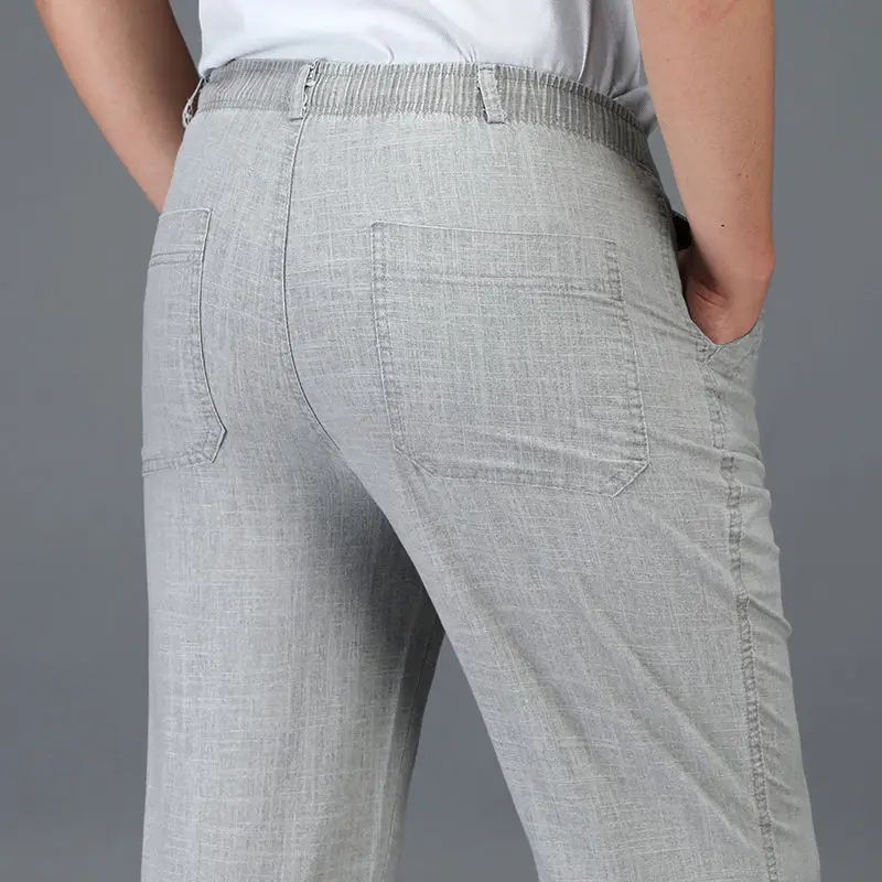 

Linen Waist Trousers Plus Pants Thin Casual Pants Men Office Men Elastic Size Summer Business 5XL