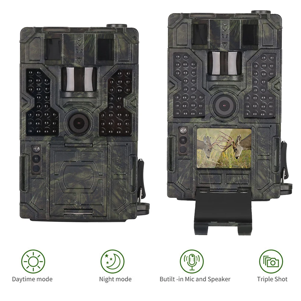 

16MP HD 1080p Hunting Camera 120° Sensor Angle Waterproof Infrared Night Vision 2.0inch Color Screen 0.2 S Fast Shooting Camera