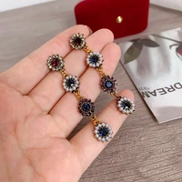 2022 korean fashion ins gold simple french retro zircon long earrings for womens 2020 jewelry wedding party gifts