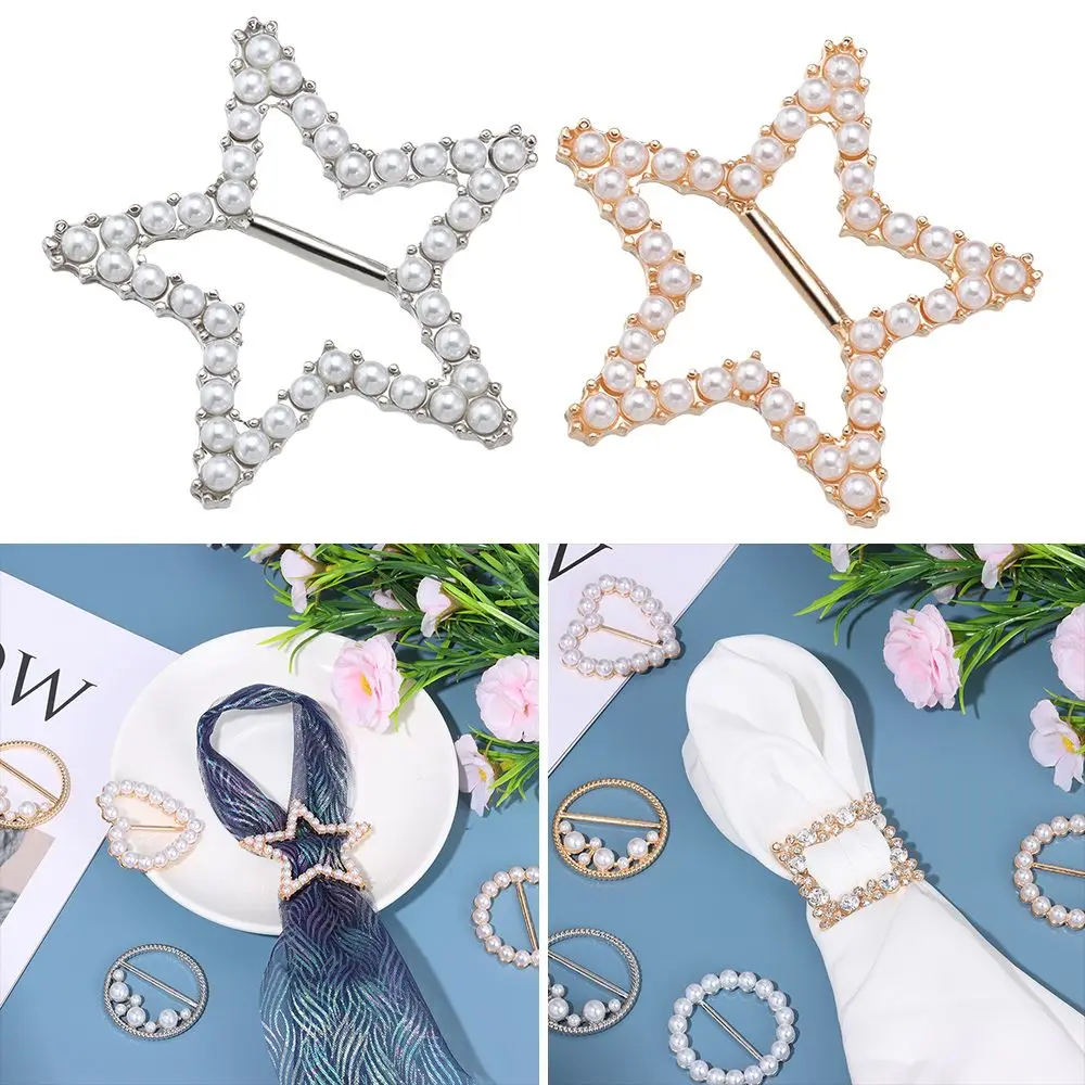 

Fashion Shirt Hem Pearl Clothing Corner Hem Clothes Tighten Decorative Buckle Knotted Buckle Ring Silk Scarf Buckle