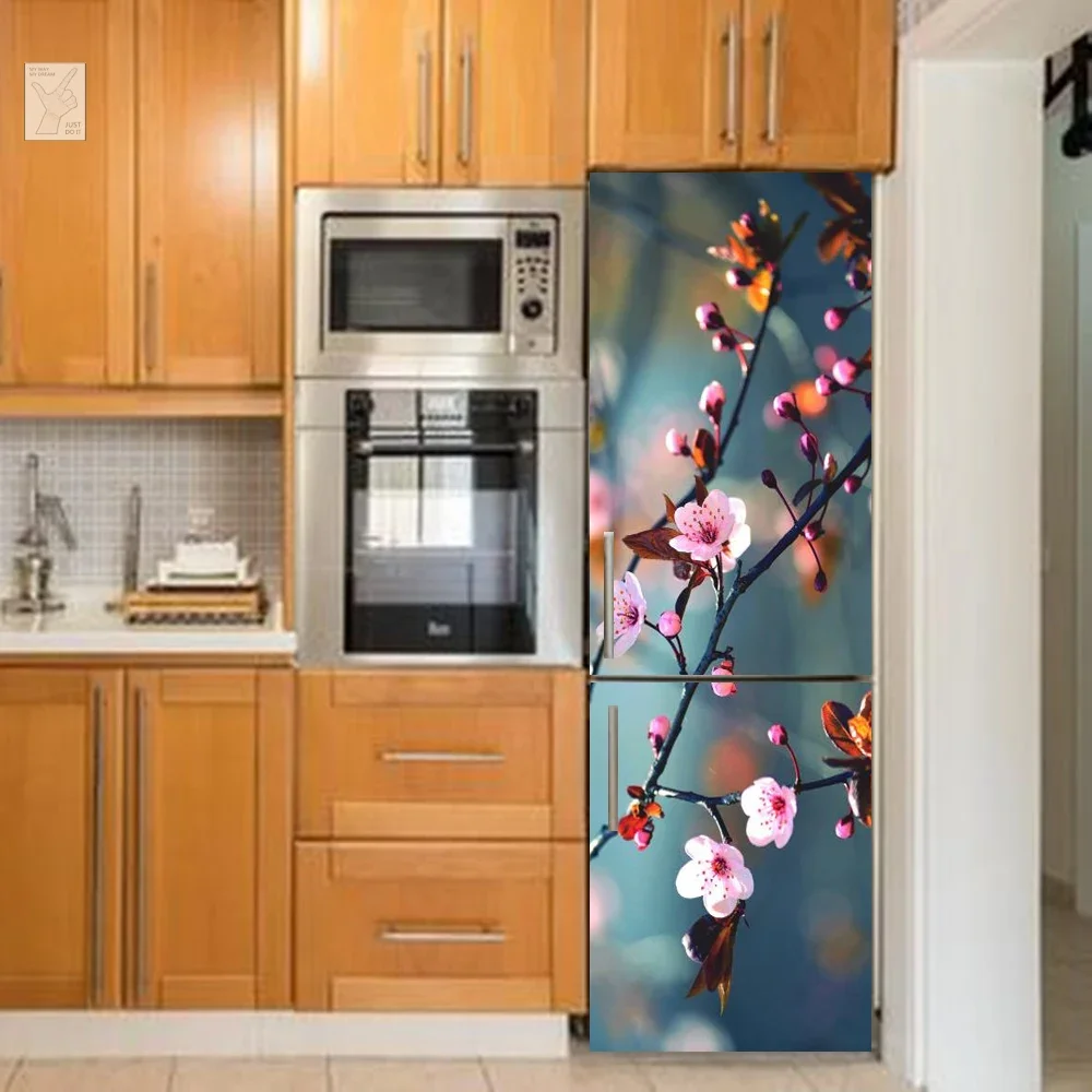 

Наклейка на холодильник с рисунком, декоративные наклейки на стену холодильника для девочек, аксессуары для кухонных обоев, современные наклейки на стену по индивидуальному размеру