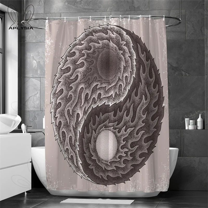 

Занавеска для душа с изображением космоса, мир Инь Янь с Луной и солнцем, гармония вселенной, Художественная печать, тканевый комплект для д...