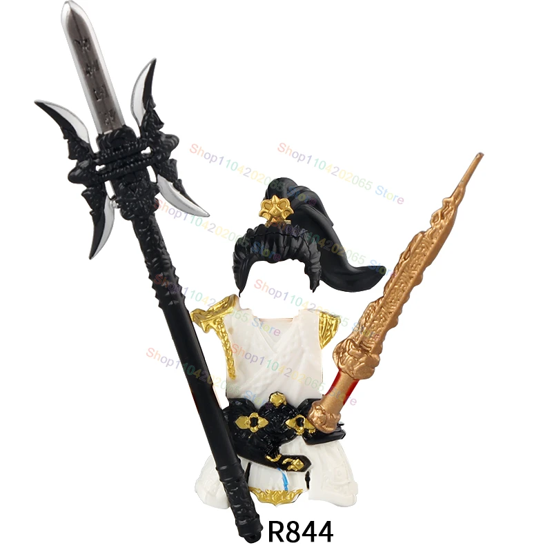 R841-846 Chinese Ancient Figures Building Blocks Famous Lv Bu Guan Yu Zhao Yun Hero figures Historical War Model Brick Kids Toy