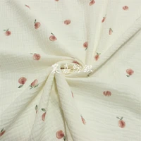 100 cotton 100x135cm double layer cotton gauze crepe printed fabric of fruit peach 130g
