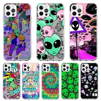 silicone case coque for iphone 13 pro max 11 12 pro xs max x xr 7 8 6 6s plus se 2020 psychedelic alien back cover funda