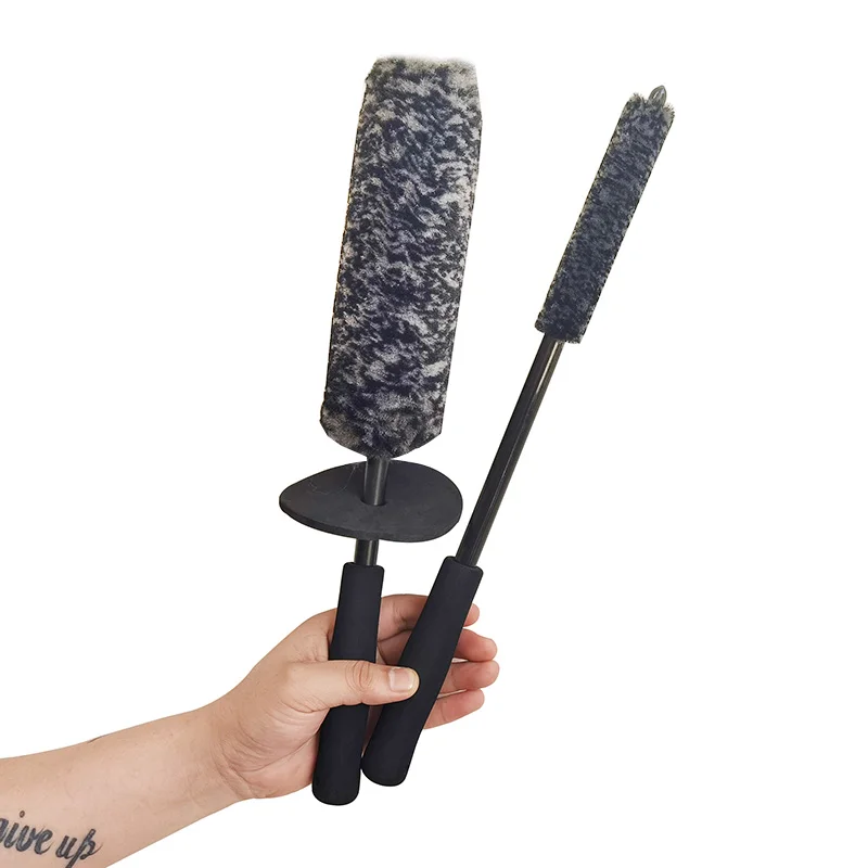 

2 Pcs Auto Wheel Hub Cleaning Brush Flexible Long Handle Premium Wool Car Rim Brushes Soft Fiber Car Tire Cleaning Brush New