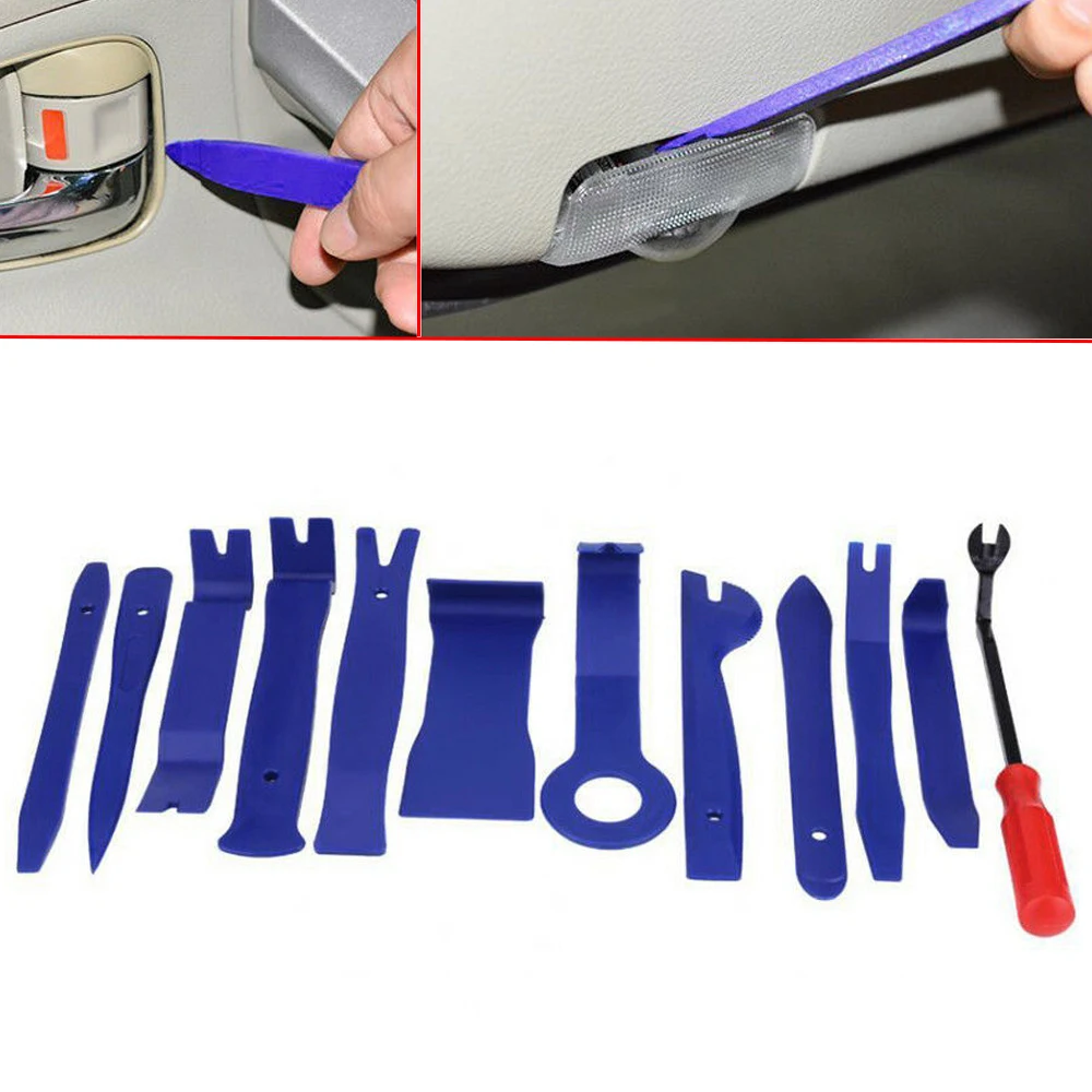 

12Pcs Car Trim Removal Tool Door Panel Dash Radio Body Clip Open Pry Kit Plastic Car Interior Tools for Motorcycle Automotive