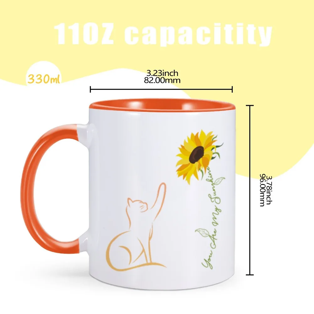 Кофейные кружки с милым котом и подсолнухом принтом You Are My Sunshine керамическая