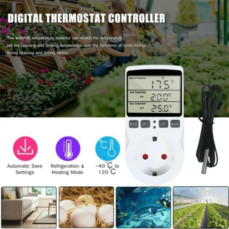 

Цифровой термостат с таймером Steckdose Mit Fühler 230 В