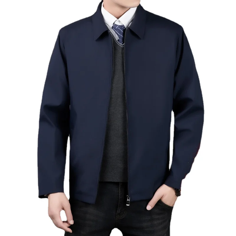 

Куртка мужская деловая с отложным воротником, Повседневная ветровка на молнии, верхняя одежда, осень-весна