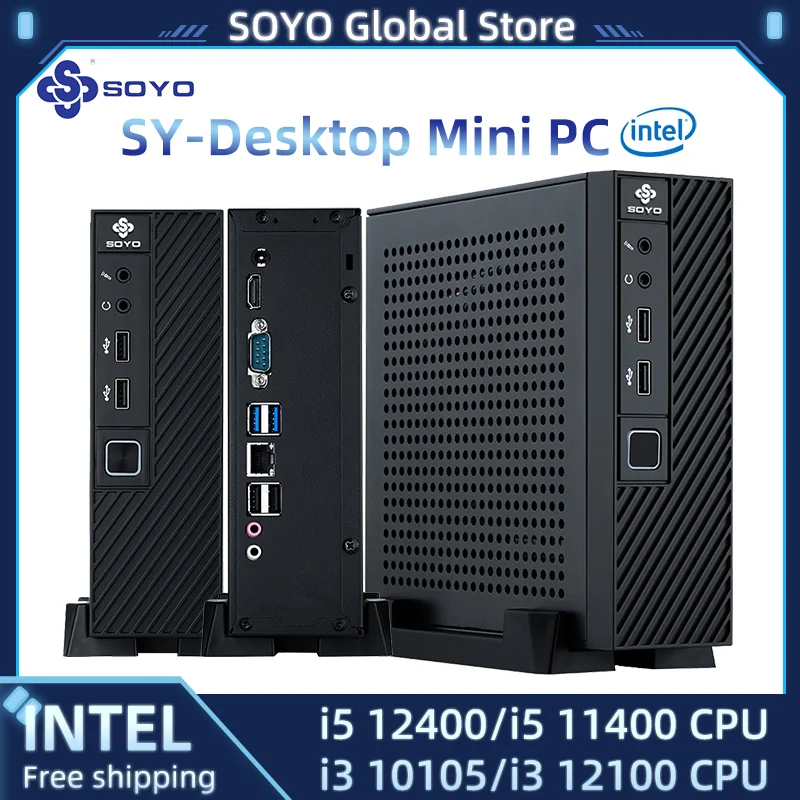 

SOYO MiNi PC Intel I5 11400 12400 I3 10105 12100 CPU Windows 10 11 Linux System NVME 128GB 256GB 512GB 1TB SSD Desktop Computer