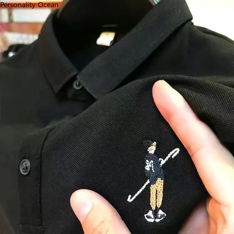 

New 2023 Men's Polo Collar Short Sleeve Embroidered Casual Business Shirt Summer Quick Drying Golf Polo