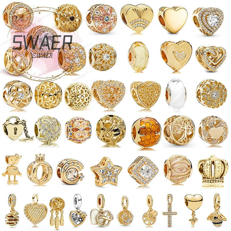 

High Quality European-Style Gold Crown Honeybee Hive Pandorars Diy Charm Bracelet Gift For Women