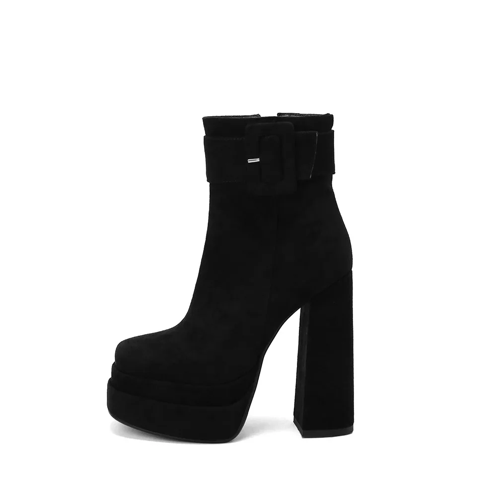 

LapoLaka 2022 New Fashion Supper High Heel Ankle Boot Side Zipper Square Toe Women Shoes