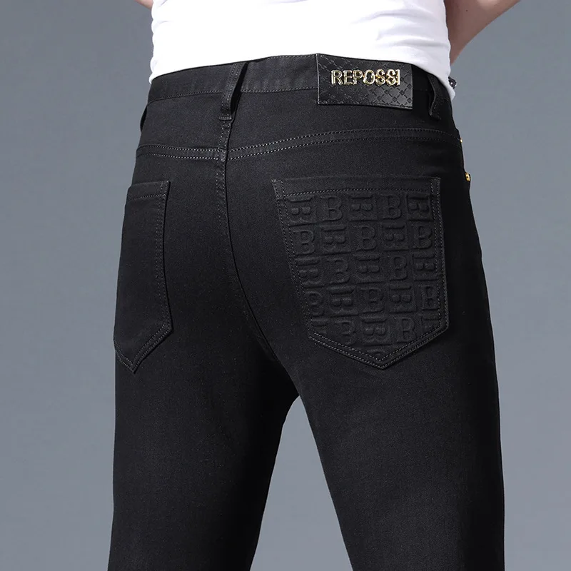 Белые джинсы для мужчин новинка облегающие модные черные повседневные брюки с