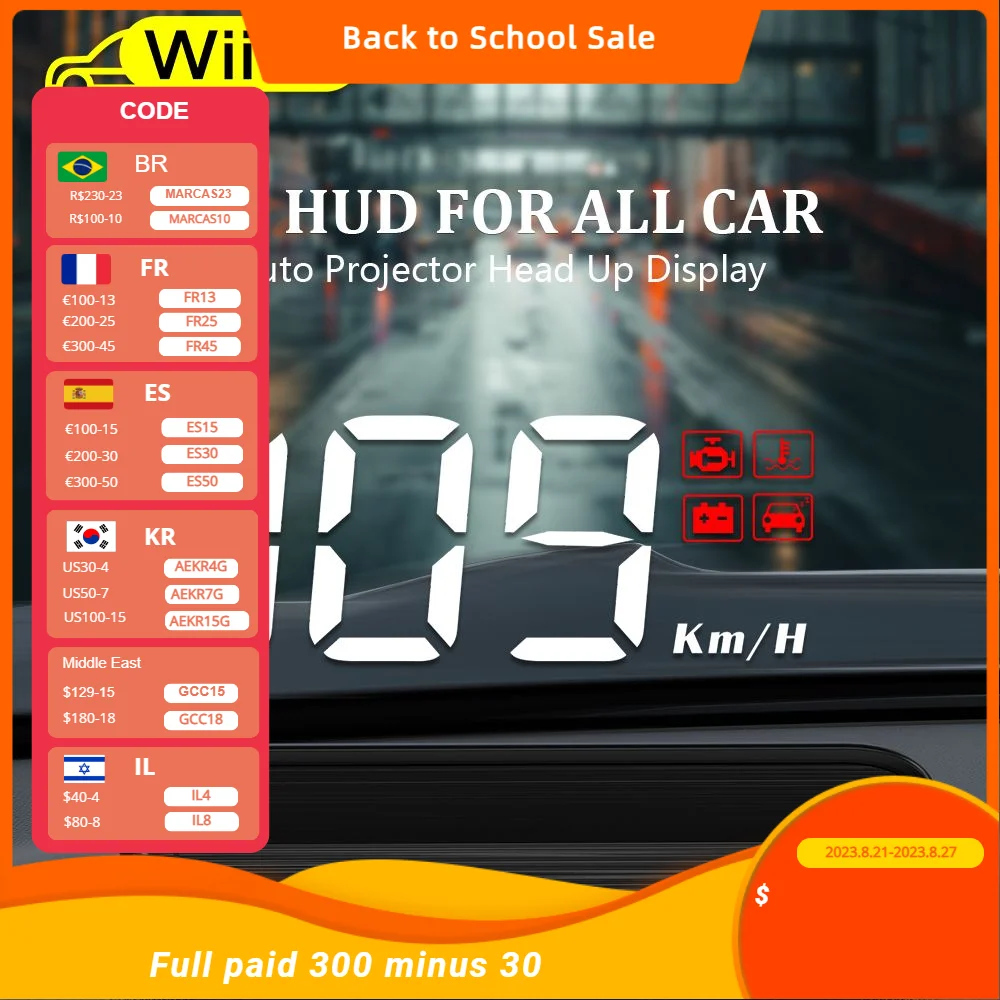 

WiiYii M3 HUD Head-Up Display obd2 trip computer Speed Projector OBD2 auto On-Board Computer Fuel Mileage Alarm Car Accessories