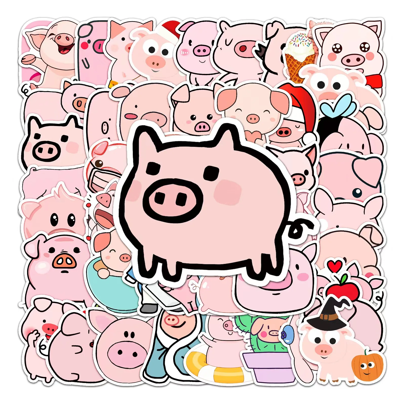 

50Pcs Creative kawaii Self-made Pink toot pig Stickers/ Beautiful Stickers /Decorative Sticker /DIY Craft Photo Albums