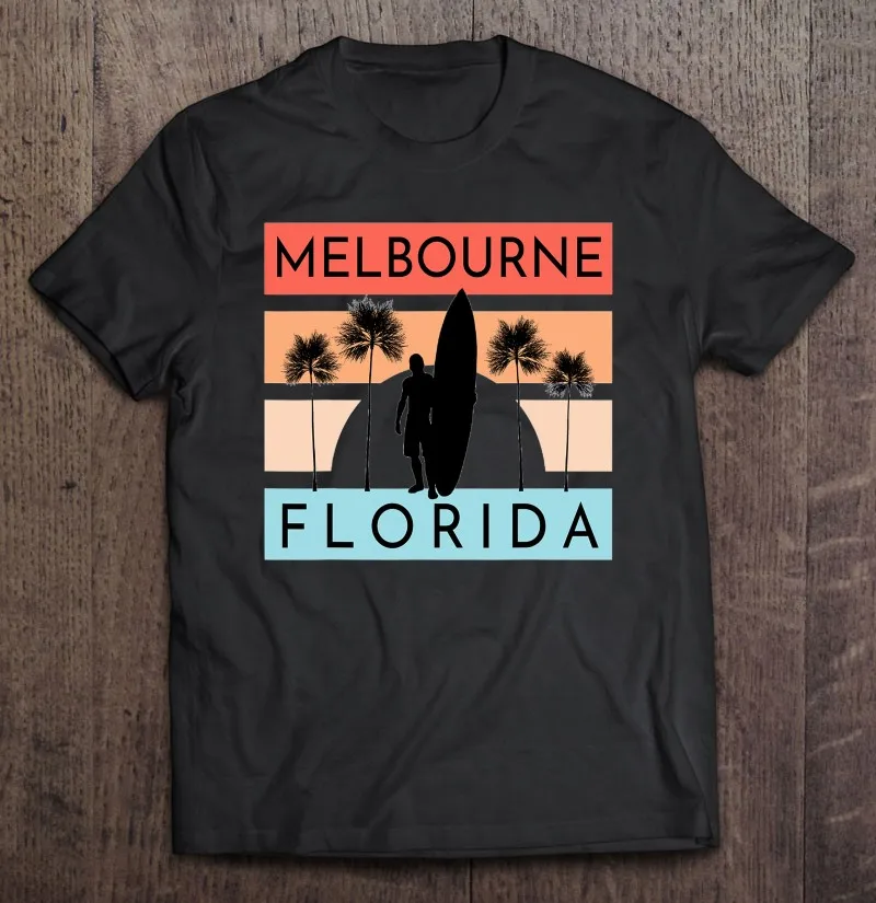 

Мельбурн Флорида пляж серфинга лето отпуск Ретро футболка для мужчин блузка Одежда Мужская одежда Мужская хлопковая футболка Топы