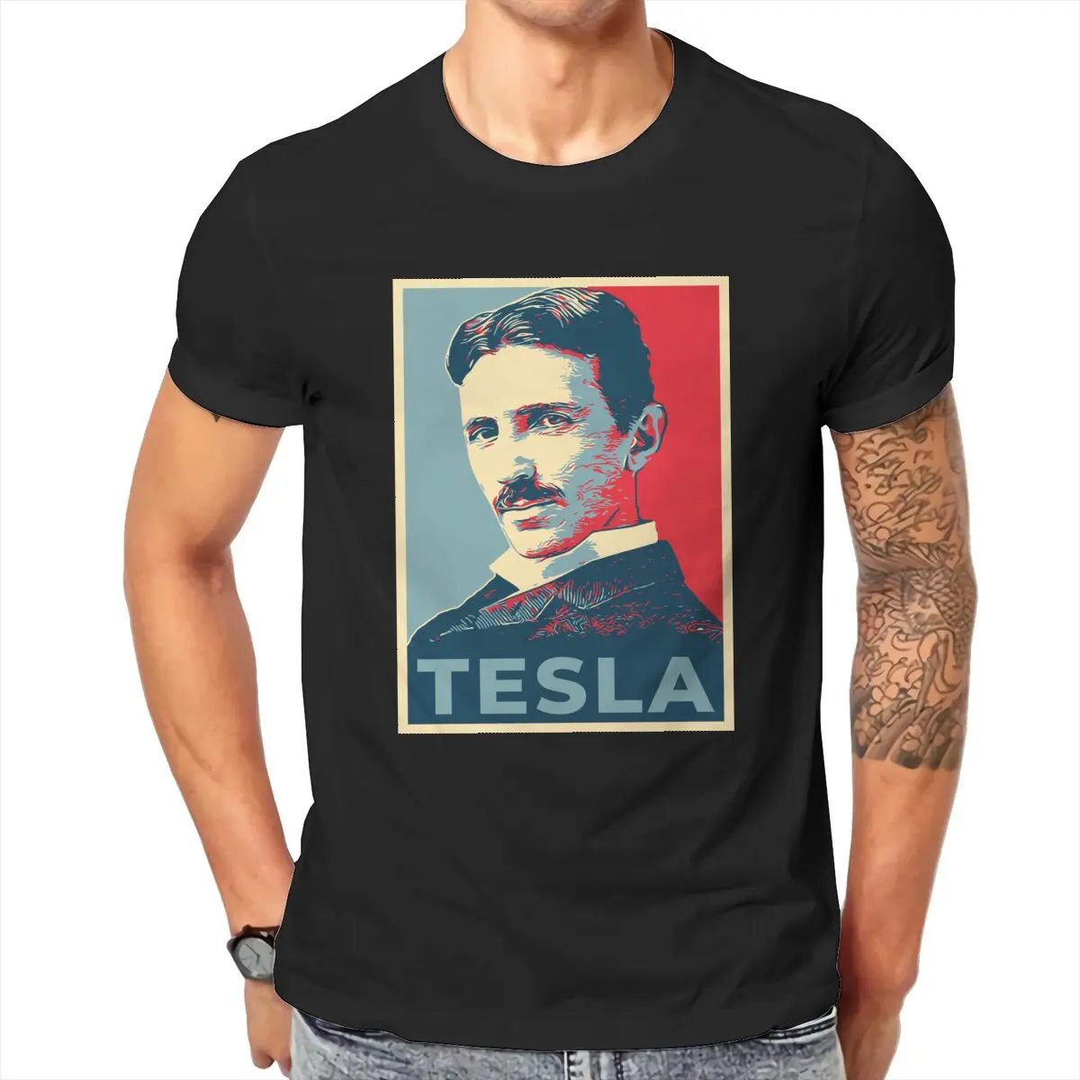 

Мужская Футболка Nikola Tesla из чистого хлопка, модная мужская футболка, футболки с изображением электроэнергии, науки, физиков, топы с коротким ...