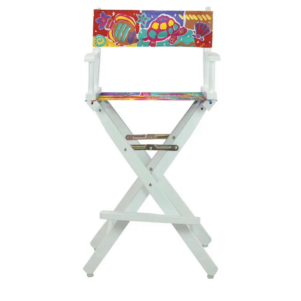 

30" Director`s Chair White Frame-Passion Fish