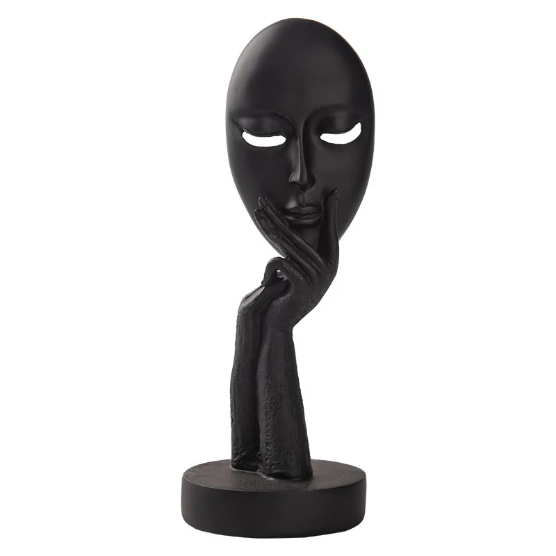 

Nordic Creative Abstract Thinker Mask Statue Decoration Modern Home Living Room Desktop Sculpture Ornament Crafts Resin Figures