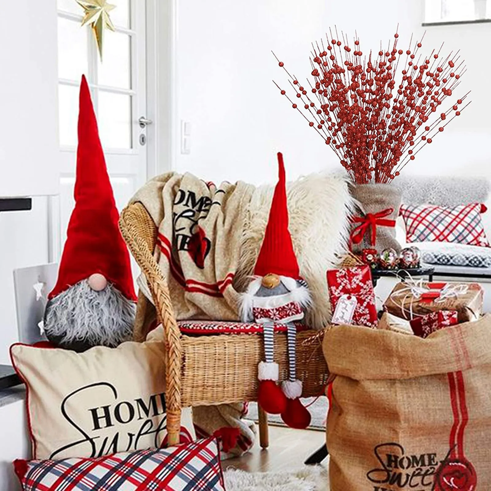 2024 10 шт. искусственные цветы ягоды искусственный цветок на Рождество Новый год Diy