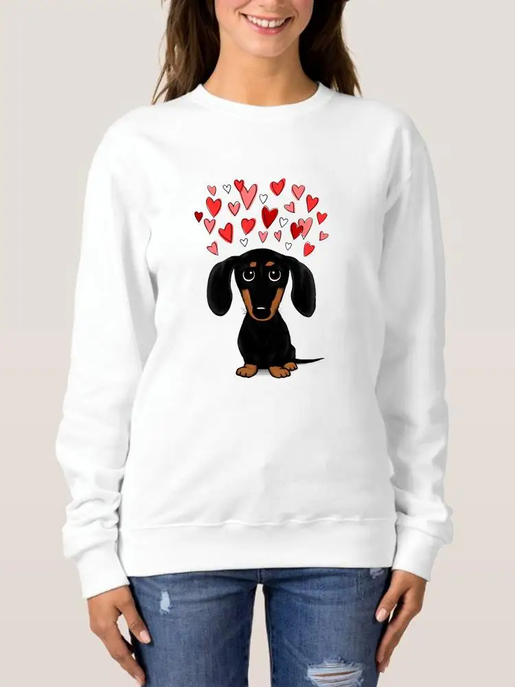 

Dog Love Sweet 90s Casual Fashion Women Clothing Graphic Sweatshirts Autumn Spring O-neck Fashion Print Pullovers