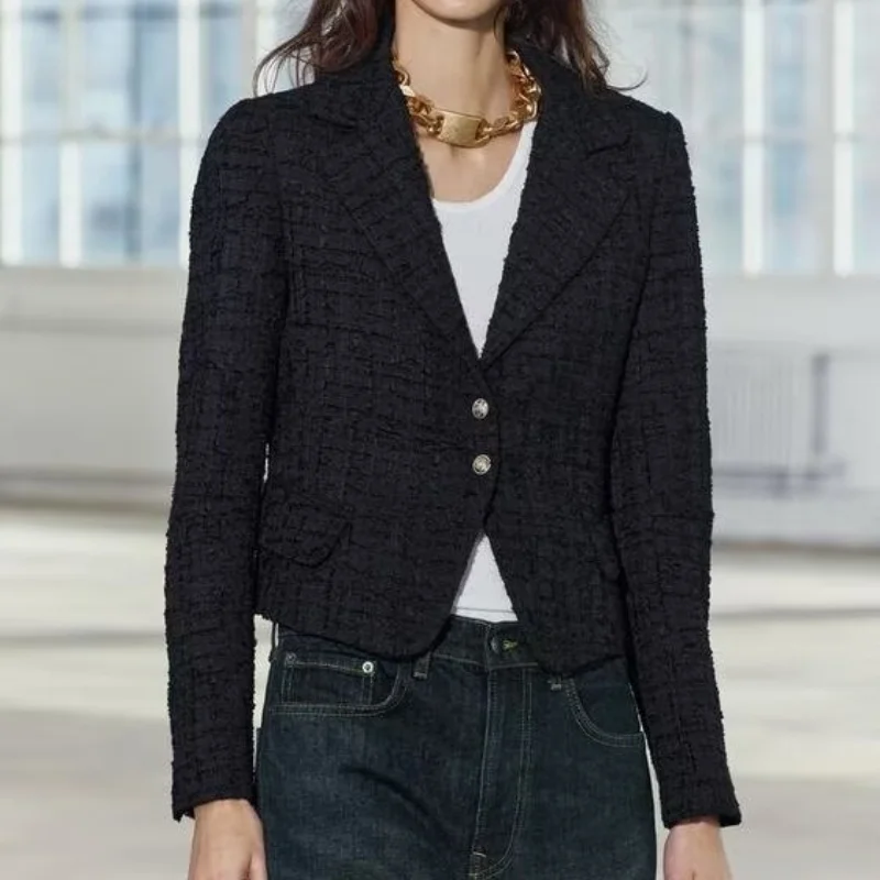 Универсальный однобортный текстурированный пиджак с лацканами в европейском и