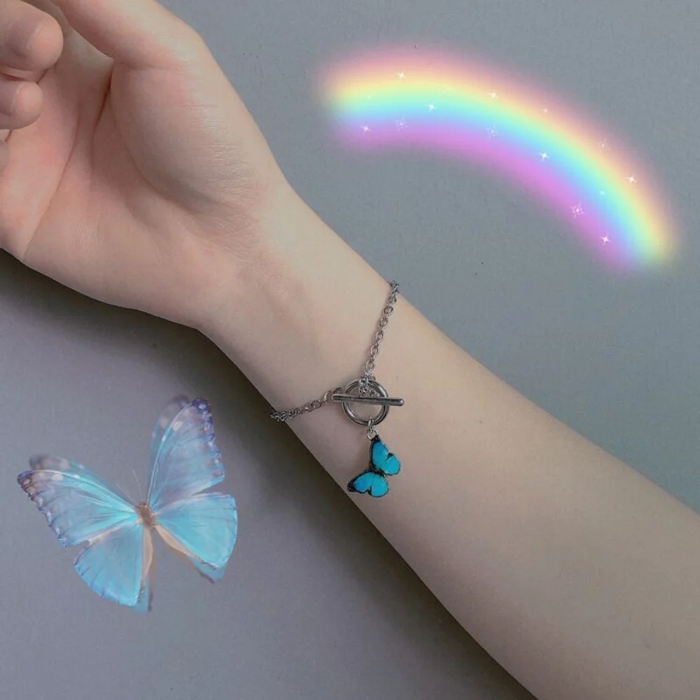 

Best Friend Butterfly Bracelets for Women Friendship Handmade Hide Link Chains Bangle Lover Couple Hand Jewelry Pulseras Mujer