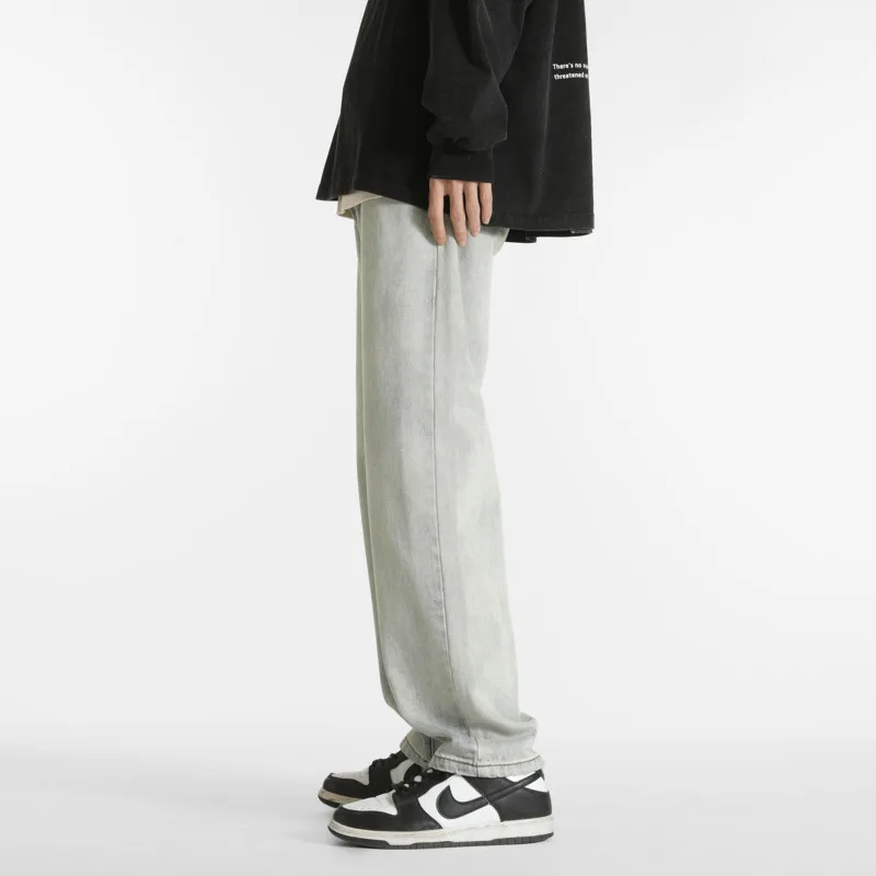 Blue Black Baggy Jeans Men Fashion Retro Casual Straight Jeans Men Japanese Streetwear Hip-hop Loose Denim Pants Mens Trousers