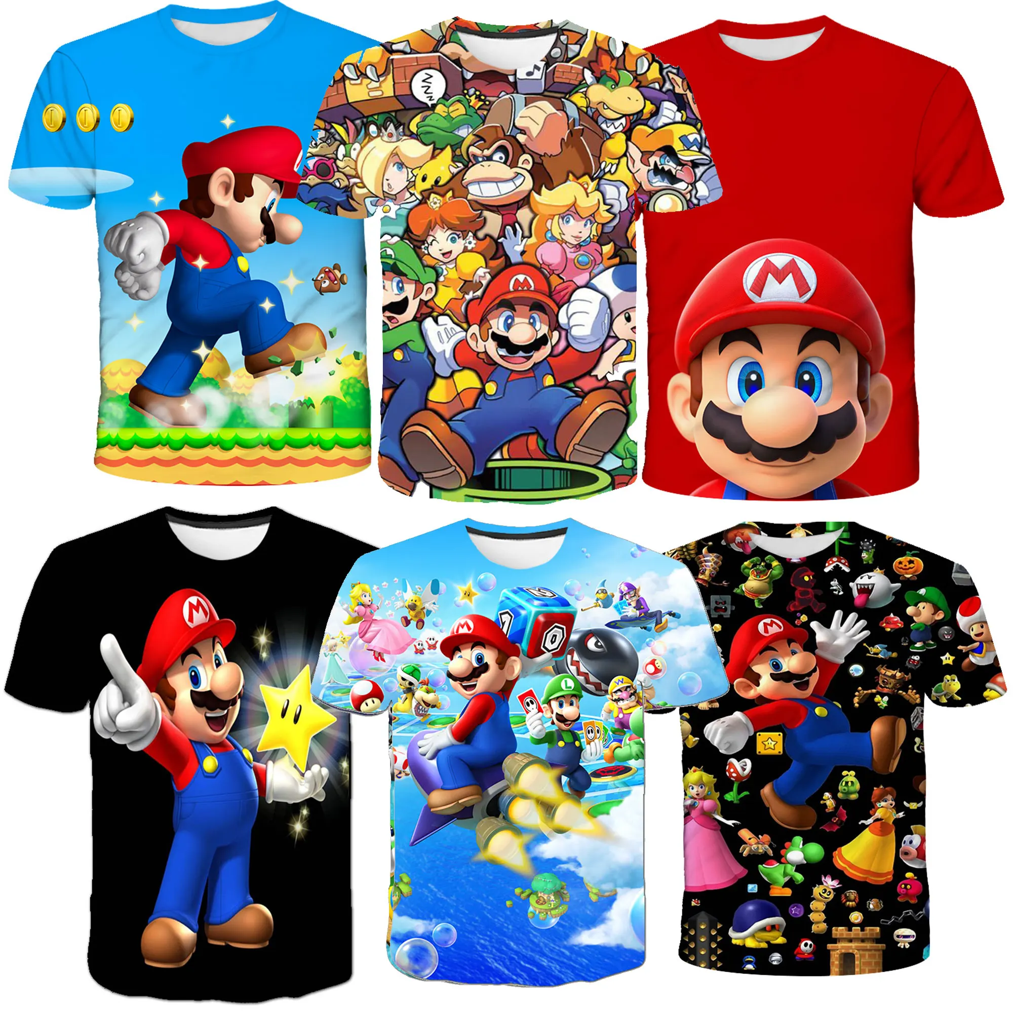 

Super Mario T Shirts Kids Boys Girls T-shirt Baby Cartoon Tops Tees Summer Short Sleeve Super Mario Bros T-shirts 3 to 14 Ys Kid