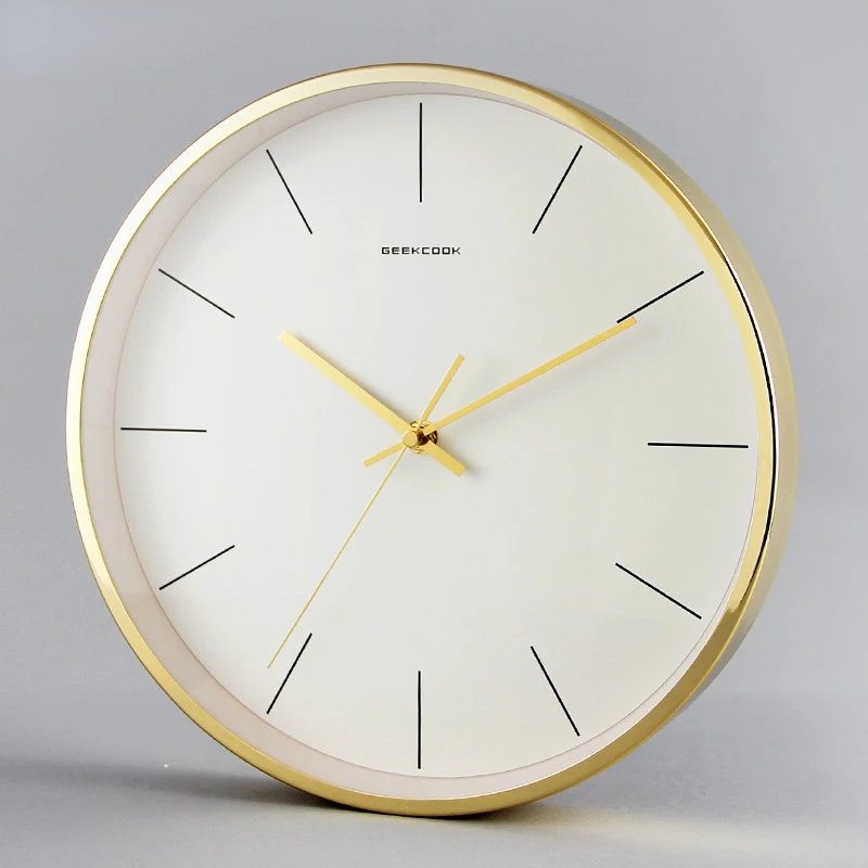 High-gloss Plated Metal Silent Clock Self-contained Simple Nordic Modern Wall Decorated Wall Clock for Living Room Decoration 1