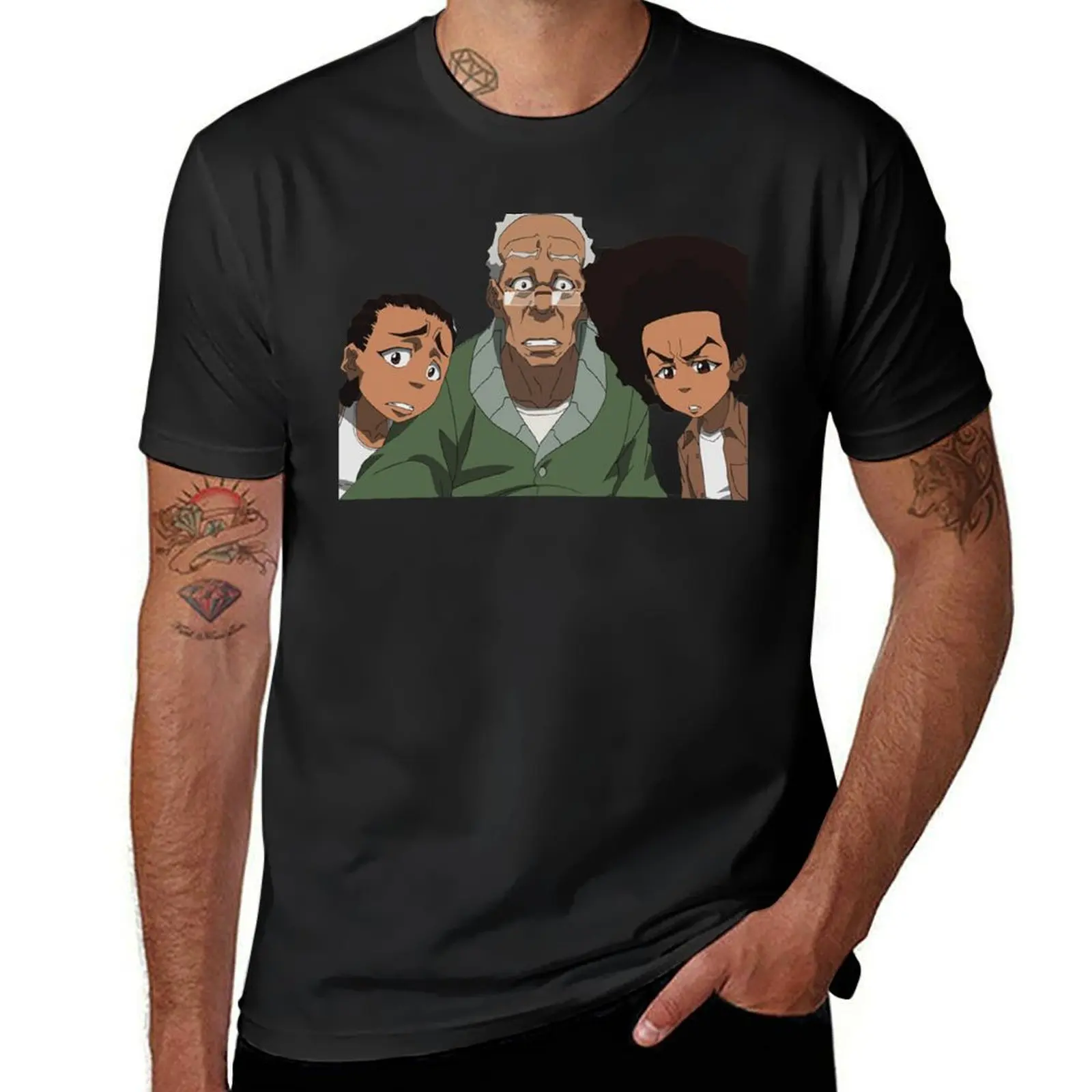 Футболка The Boondocks Huey летние мужские белые футболки с рисунком аниме