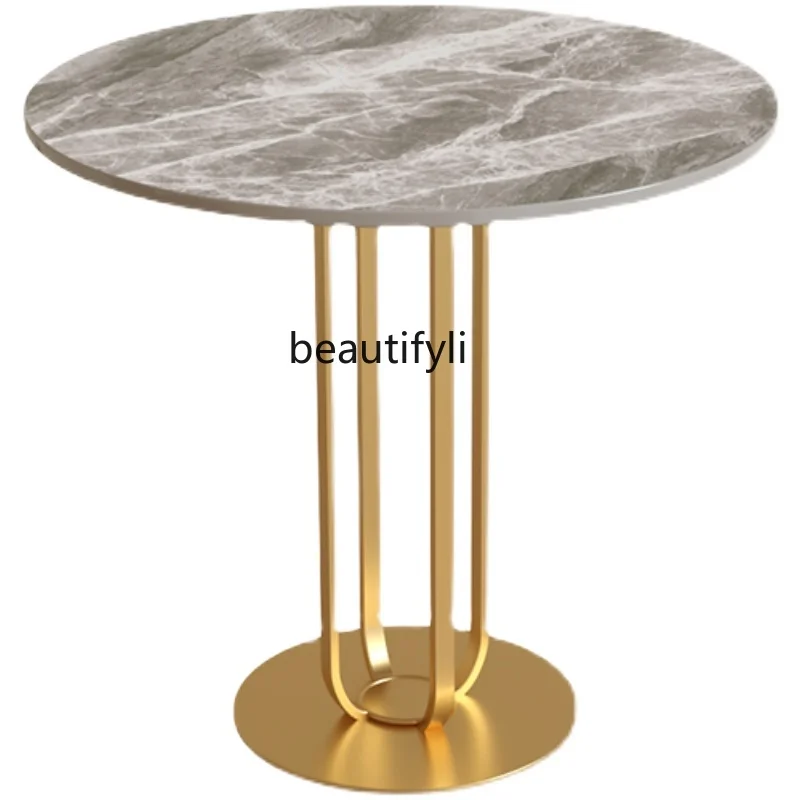 

yj Nordic sofa side table light luxury modern rock board small round table tea table minimalist side table