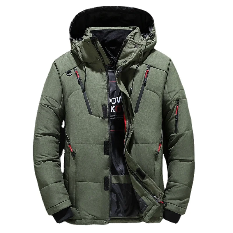 2022 Winter Snow Down Jacket Hooded Coats Multi-pocket White Duck Down Windbreaker Jackets Overcoat Men Casual Thick Warm Parkas