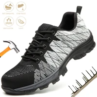 fashion men safety shoes indestructible steel toe cap indestructible boot anti smashing anti piercing non slip breathable comfor