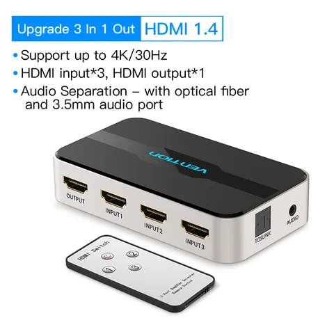 Переключатель HDMI Vention 3x1 HDMI 2.0 4K/60Гц