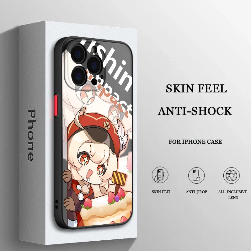 

Genshin Impact Klee Aether Phone Case For iPhone 14 13 12 11 XS XR Pro MAX 8 7 6 Plus Frosted Translucent Matte Cover