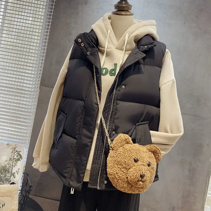 

Women Waistcoat Jacket Vest Female Casual Loose Warm Sleeveless Waistcoat Lady Fashion Zipper Windproof Warm Coats Outwear G78