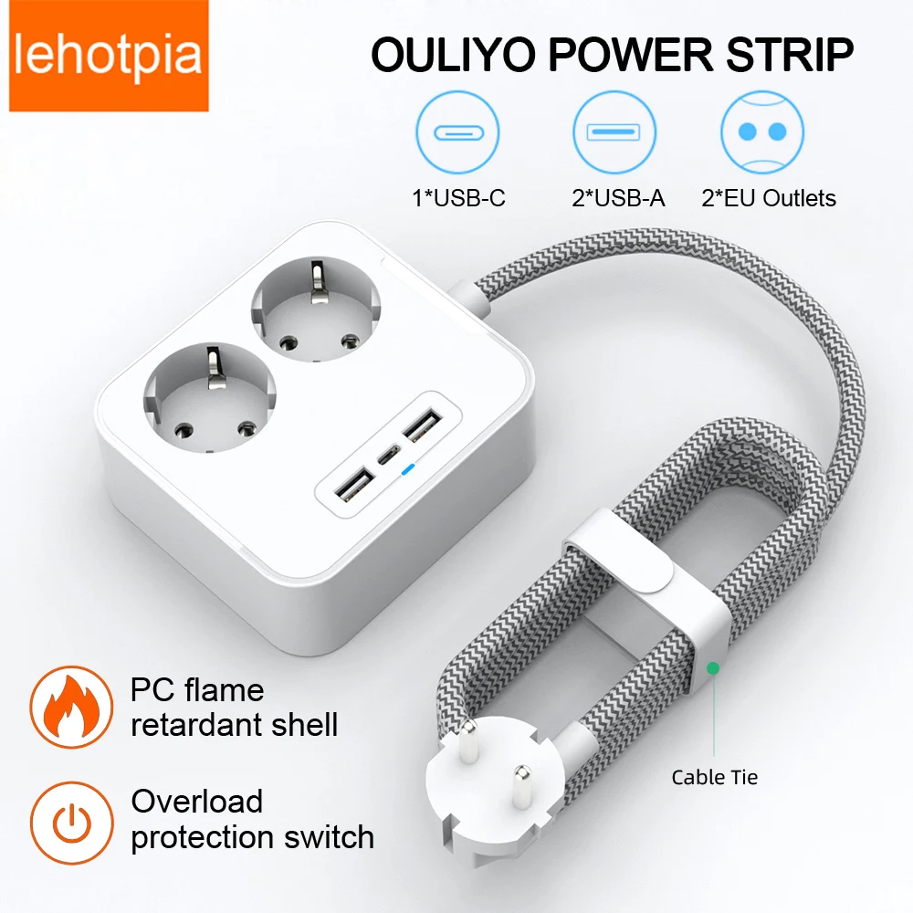 EU Plug Power Streifen Mit Verlängerung Kabel USB Typ C Ports Für Home Office Surge Protector Smart