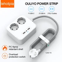 Plug Power Strip With Extension Cord USB Type Ports For Home Office Surge Protector Smart Network Filter Phone Fast Charger