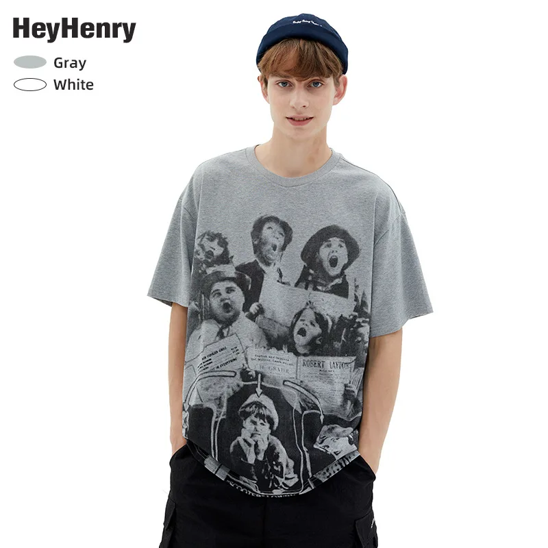 

American Street Hiphop Short Sleeve Men's Korean Round Neck Make Old Half Sleeve Couples Jacket Trend