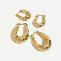 perisbox 2 size goldsilver color u shape geometric earrings hollow thick hoop earrings for women elegant minimalist earrings