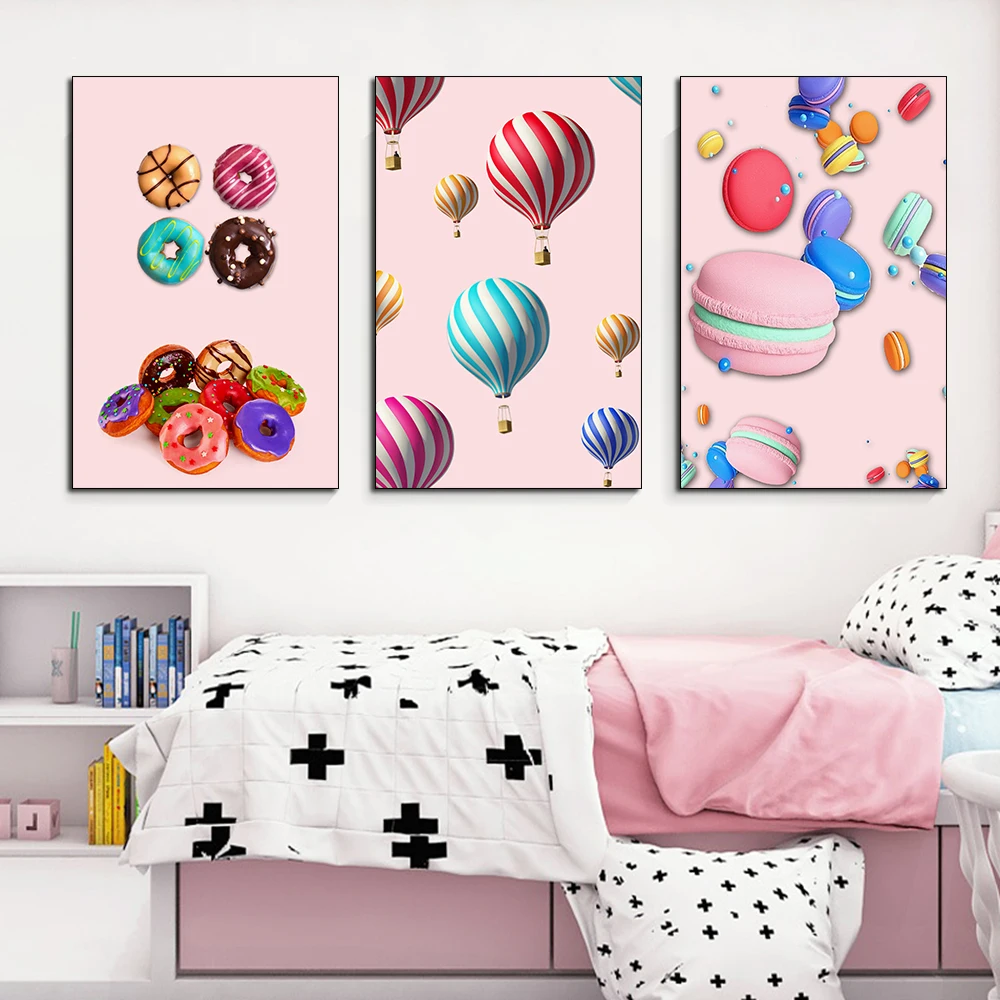 Скандинавский розовый простой Настенный декор красочный пончик Зонт плакат
