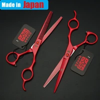 professional hairdressing 6 5 inch japan salon scissors set haircutting red 440c tooth scissor barber accessories