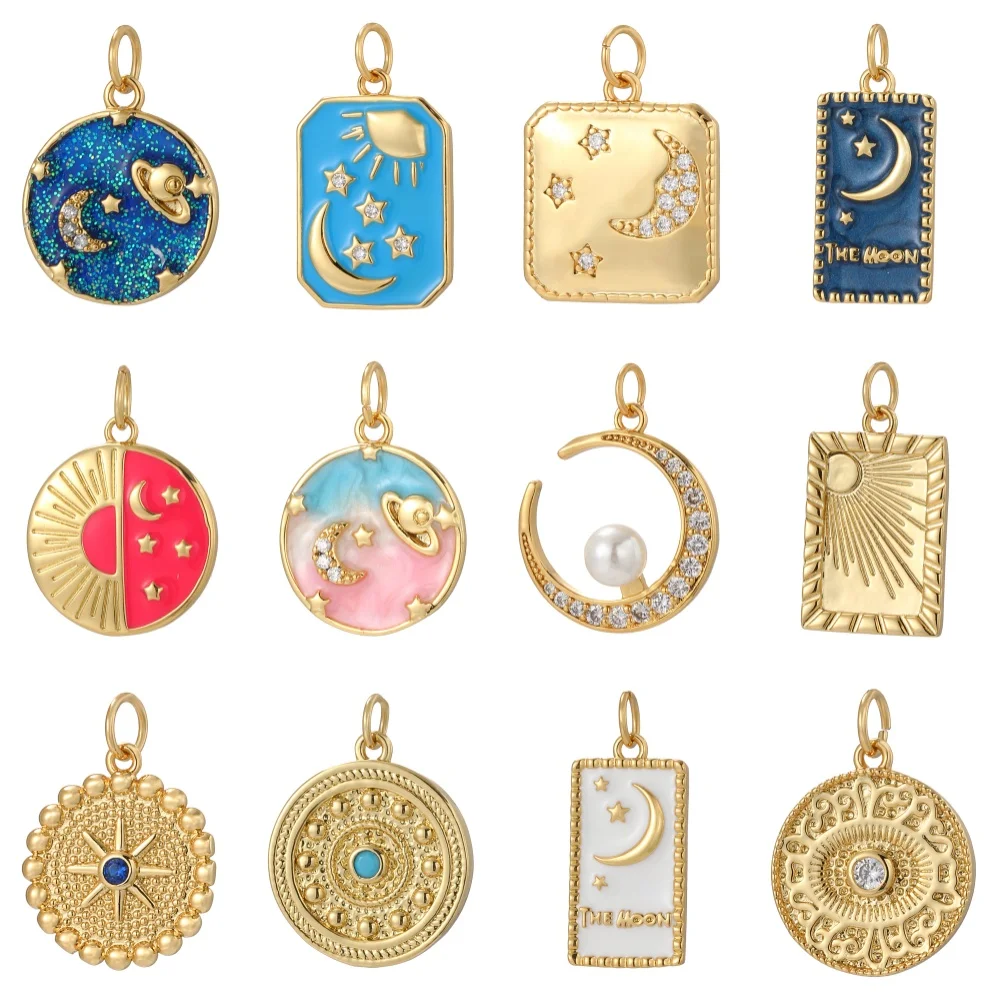 Кубический цирконий подвески в виде солнца и луны для ювелирных изделий кулон