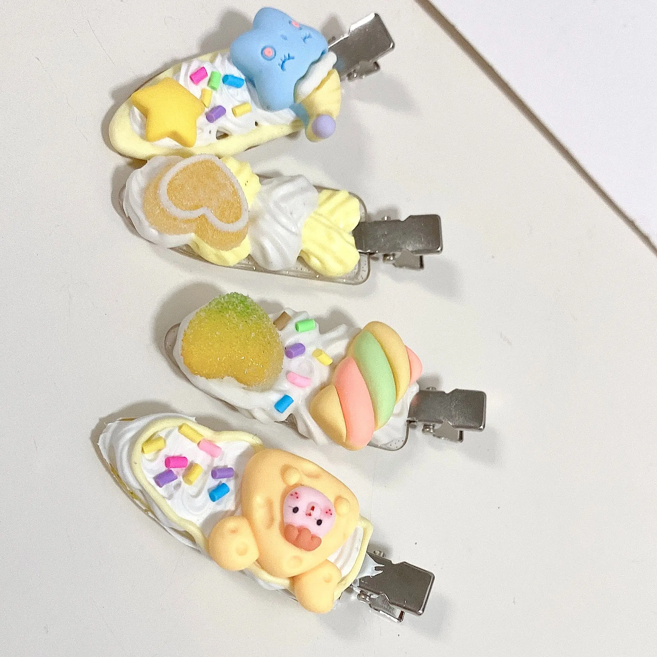 

4Pcs/Set Handmade Hair Clips For Girls Cute Cartoon Hairpin Barrettes Headwear Hair Accessories